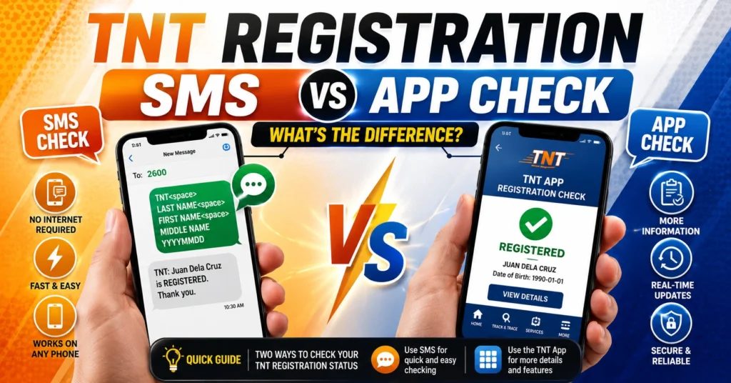 TNT Registration SMS vs App Check — What’s the Difference?